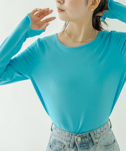 背中あきロングTシャツ