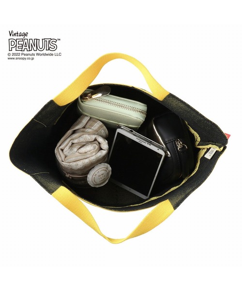 Vintage PEANUTS（ビンテージピーナッツ）の「ルートート/SNOOPY スヌーピー IP.Po-No(ポーノ).デリ.Peanuts-6T（トートバッグ・レディース・アイボリー/イエロー・FREE）」の8枚目の写真