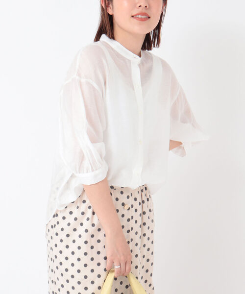 NOLLEY’S(ノーリーズ)の「シアースラブ2WAYブラウス(シャツ/ブラウス・レディース・ラベンダー/オフホワイト/ネイビー/グリーン/ベージュ/サックスブルー/インディゴブルー・38/36)」の2枚目の写真