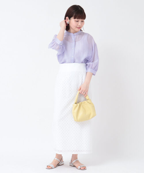 NOLLEY’S(ノーリーズ)の「シアースラブ2WAYブラウス(シャツ/ブラウス・レディース・ラベンダー/オフホワイト/ネイビー/グリーン/ベージュ/サックスブルー/インディゴブルー・38/36)」の19枚目の写真