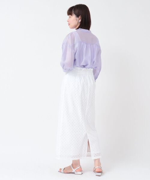 NOLLEY’S(ノーリーズ)の「シアースラブ2WAYブラウス(シャツ/ブラウス・レディース・ラベンダー/オフホワイト/ネイビー/グリーン/ベージュ/サックスブルー/インディゴブルー・38/36)」の18枚目の写真