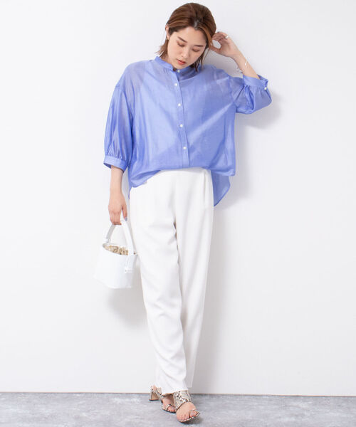 NOLLEY’S(ノーリーズ)の「シアースラブ2WAYブラウス(シャツ/ブラウス・レディース・ラベンダー/オフホワイト/ネイビー/グリーン/ベージュ/サックスブルー/インディゴブルー・38/36)」の16枚目の写真