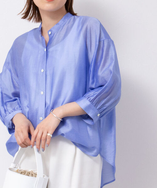 NOLLEY’S(ノーリーズ)の「シアースラブ2WAYブラウス(シャツ/ブラウス・レディース・ラベンダー/オフホワイト/ネイビー/グリーン/ベージュ/サックスブルー/インディゴブルー・38/36)」の15枚目の写真