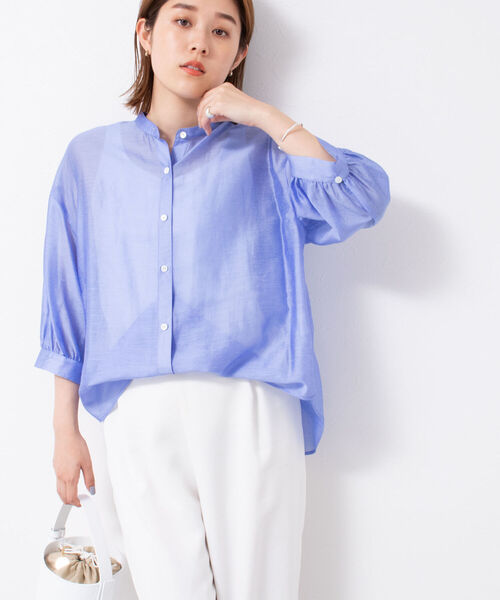NOLLEY’S(ノーリーズ)の「シアースラブ2WAYブラウス(シャツ/ブラウス・レディース・ラベンダー/オフホワイト/ネイビー/グリーン/ベージュ/サックスブルー/インディゴブルー・38/36)」の12枚目の写真