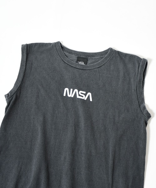 NASA（ナサ）の「【NASA】ノースリーブプリントTシャツ / Warm logo Pigment N/S Tee（Tシャツ/カットソー・レディース・チャコールグレー/アイボリー・FREE）」の12枚目の写真
