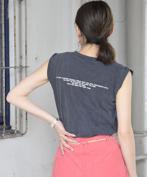 NASA（ナサ）の「【NASA】ノースリーブプリントTシャツ / Warm logo Pigment N/S Tee（Tシャツ/カットソー・レディース・チャコールグレー/アイボリー・FREE）」の8枚目の写真