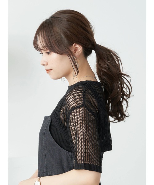 earth music&ecology（アースミュージックアンドエコロジー）の「［ＳＥＴ２点］ショートニット＋アメスリタンク（ニット/セーター・レディース・ベージュ/ブラック/オレンジ・FREE）」の6枚目の写真