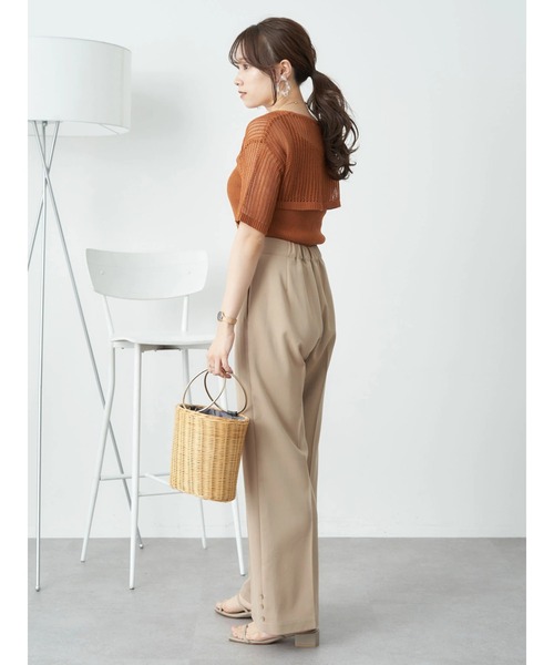 earth music&ecology（アースミュージックアンドエコロジー）の「［ＳＥＴ２点］ショートニット＋アメスリタンク（ニット/セーター・レディース・ベージュ/ブラック/オレンジ・FREE）」の16枚目の写真