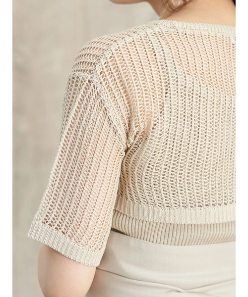 earth music&ecology（アースミュージックアンドエコロジー）の「［ＳＥＴ２点］ショートニット＋アメスリタンク（ニット/セーター・レディース・ベージュ/ブラック/オレンジ・FREE）」の21枚目の写真