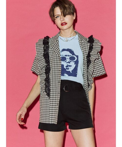 jouetie（ジュエティ）の「オープンカラーフリルレースシャツ（シャツ/ブラウス・レディース・オフホワイト/ブラック/その他1/その他2・MEDIUM）」の4枚目の写真