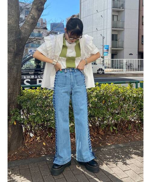 jouetie（ジュエティ）の「オープンカラーフリルレースシャツ（シャツ/ブラウス・レディース・オフホワイト/ブラック/その他1/その他2・MEDIUM）」の5枚目の写真