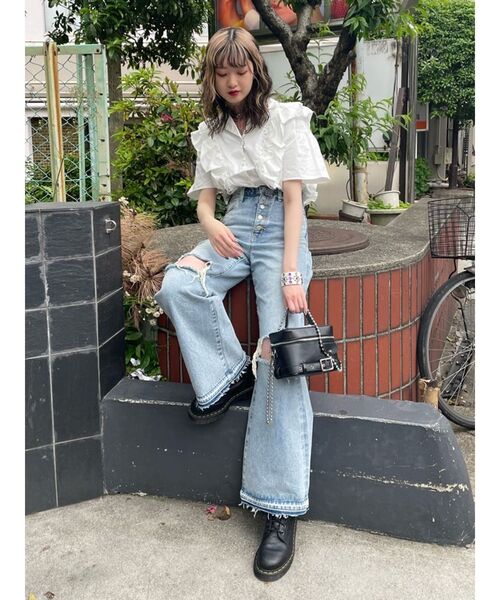 jouetie（ジュエティ）の「オープンカラーフリルレースシャツ（シャツ/ブラウス・レディース・オフホワイト/ブラック/その他1/その他2・MEDIUM）」の8枚目の写真