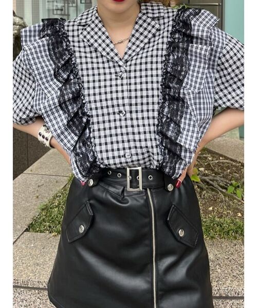 jouetie（ジュエティ）の「オープンカラーフリルレースシャツ（シャツ/ブラウス・レディース・オフホワイト/ブラック/その他1/その他2・MEDIUM）」の11枚目の写真