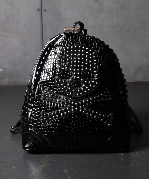 PHILIPP PLEIN スカルバックパック PHILIPP PLEIN リュックサック ロゴ レザースカル バックパック