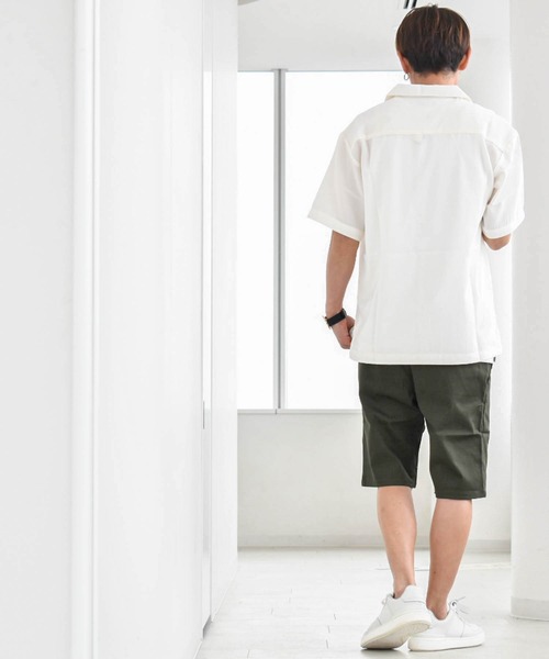 Anytime Songs(エニータイムソングス)の「ポリエステル 無地 オープンカラーシャツS/S(シャツ/ブラウス・メンズ・ホワイト/ブラック/サックスブルー/グリーン/モカ/グレイッシュベージュ・MEDIUM/LARGE/X-LARGE)」の19枚目の写真