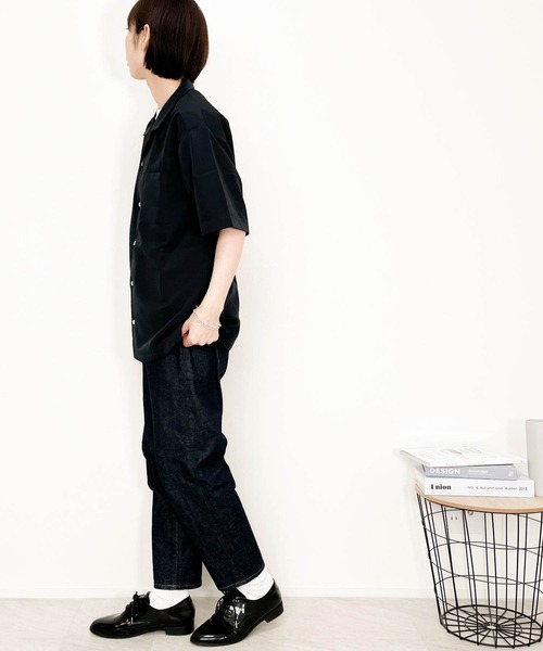 Anytime Songs(エニータイムソングス)の「ポリエステル 無地 オープンカラーシャツS/S(シャツ/ブラウス・メンズ・ホワイト/ブラック/サックスブルー/グリーン/モカ/グレイッシュベージュ・MEDIUM/LARGE/X-LARGE)」の22枚目の写真