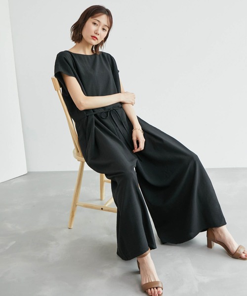 ROPE' PICNIC(ロペピクニック)の「【WEB限定】リネンライクオールインワン(つなぎ/オールインワン・レディース・グレー系その他/ブラック・38)」の17枚目の写真