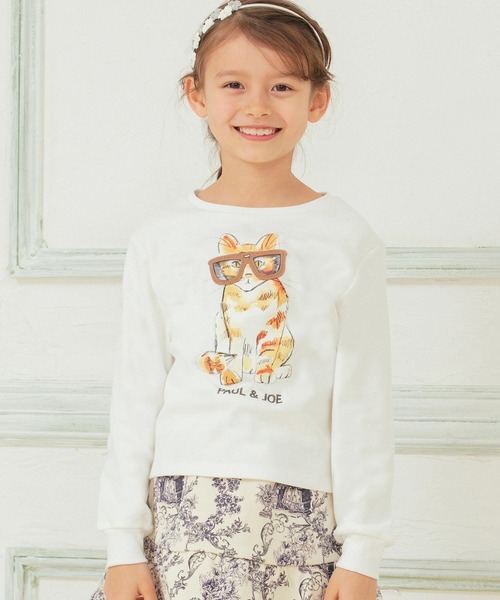 PAUL&JOE（ポールアンドジョー）の「PAUL & JOE(ポール & ジョー)サングラスキャット長袖Tシャツ（Tシャツ/カットソー・キッズ・ネイビー/ホワイト/ライトピンク・150/130/110/120/140）」の2枚目の写真
