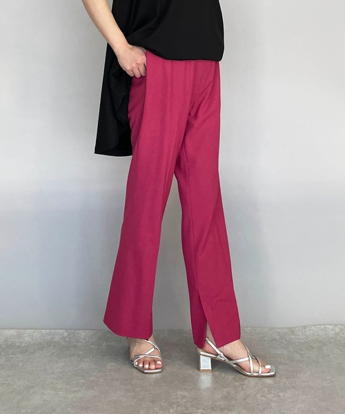 DIARIUM（ディアリウム）の「スリット入りセミワイドパンツ（その他パンツ・レディース・ベージュ/イエロー/グリーン/ラベンダー/ローズ・M）」の5枚目の写真