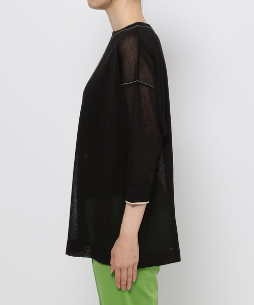 LOWRYS FARM（ローリーズファーム）の「バイカラーシアプルオーバー６部袖　278914（Tシャツ/カットソー・レディース・ホワイト/ブラック/グリーン・FREE）」の12枚目の写真