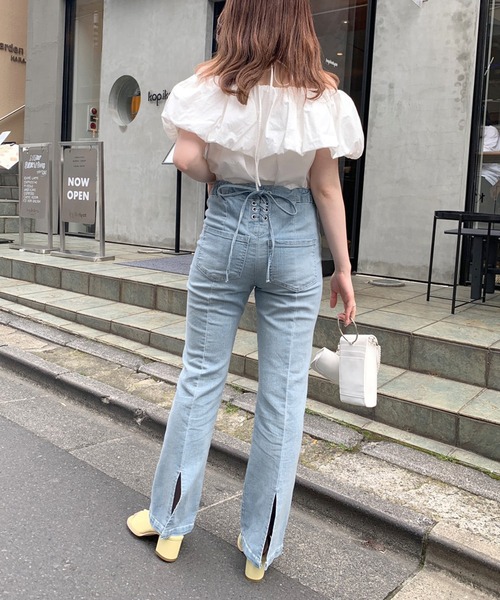 OLIVE des OLIVE（オリーブデオリーブ）の「後ろスリットレースアップデニムパンツ（デニムパンツ・レディース・サックスブルー/ブラック系その他・FREE）」の16枚目の写真