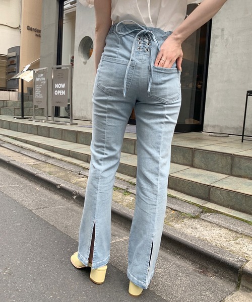 OLIVE des OLIVE（オリーブデオリーブ）の「後ろスリットレースアップデニムパンツ（デニムパンツ・レディース・サックスブルー/ブラック系その他・FREE）」の19枚目の写真
