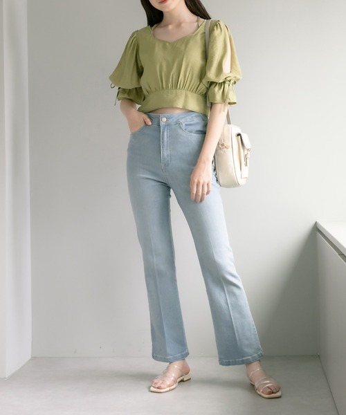 OLIVE des OLIVE（オリーブデオリーブ）の「後ろスリットレースアップデニムパンツ（デニムパンツ・レディース・サックスブルー/ブラック系その他・FREE）」の6枚目の写真