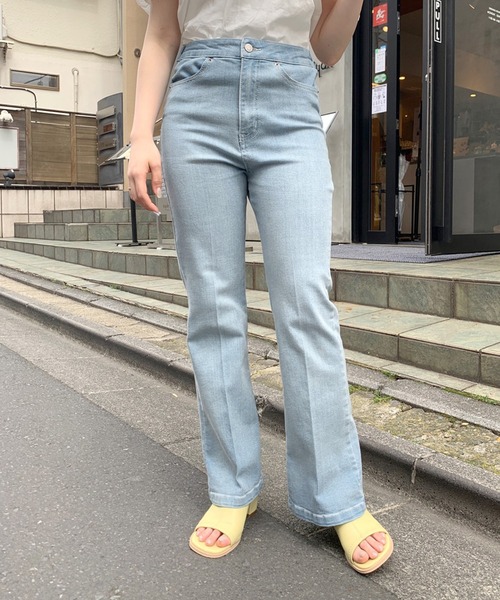 OLIVE des OLIVE（オリーブデオリーブ）の「後ろスリットレースアップデニムパンツ（デニムパンツ・レディース・サックスブルー/ブラック系その他・FREE）」の3枚目の写真