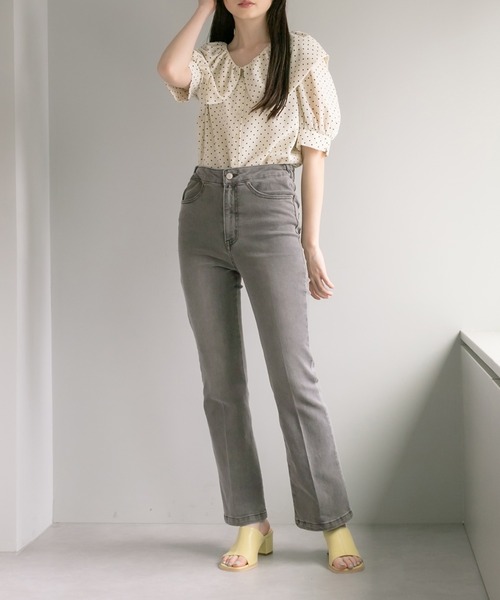 OLIVE des OLIVE（オリーブデオリーブ）の「後ろスリットレースアップデニムパンツ（デニムパンツ・レディース・サックスブルー/ブラック系その他・FREE）」の4枚目の写真