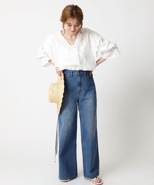 B.C STOCK(ベーセーストック)の「カットワークレースブラウス(シャツ/ブラウス・レディース・ブラック/ブラウン/ナチュラル・FREE)」の12枚目の写真