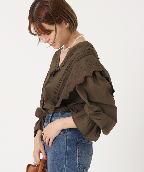 B.C STOCK(ベーセーストック)の「カットワークレースブラウス(シャツ/ブラウス・レディース・ブラック/ブラウン/ナチュラル・FREE)」の22枚目の写真