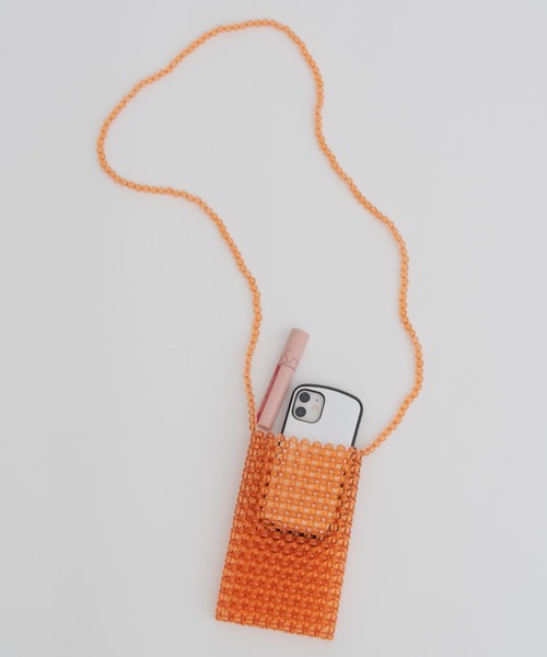 MERLOT（メルロー）の「ビーズショルダーバッグ（ショルダーバッグ・レディース・オレンジ/クリア・FREE）」の2枚目の写真