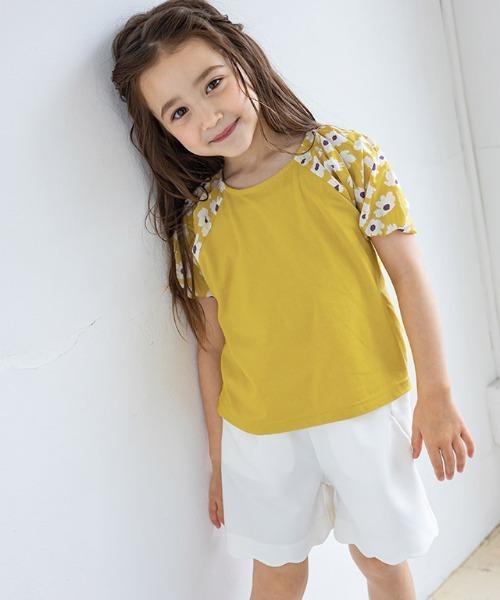 lulpini（ルルピー二）の「kids　花柄パフスリーブTシャツ（Tシャツ/カットソー・キッズ・イエロー/ミント・M/L/S）」の8枚目の写真