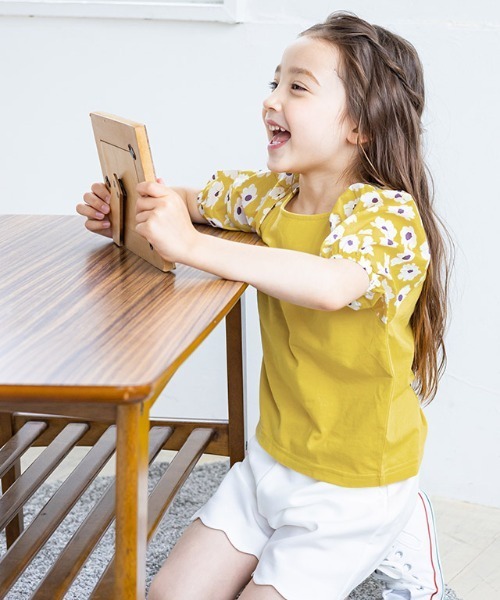 lulpini（ルルピー二）の「kids　花柄パフスリーブTシャツ（Tシャツ/カットソー・キッズ・イエロー/ミント・M/L/S）」の9枚目の写真