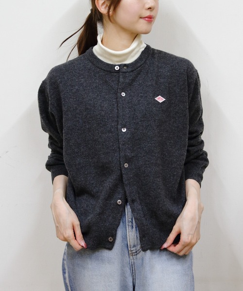 DANTON/ダントン ラムズウール クルーネックカーディガン LAMBS WOOL