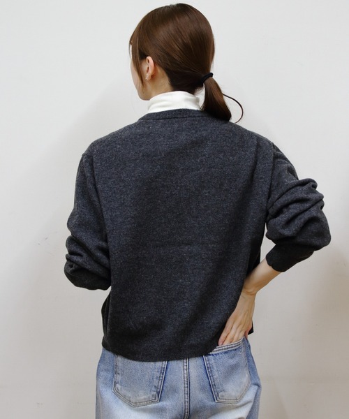 DANTON/ダントン ラムズウール クルーネックカーディガン LAMBS WOOL