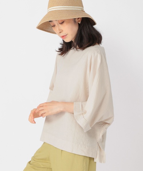 studio CLIP（スタディオクリップ）の「コットンリネンリラックスブラウス（シャツ/ブラウス・レディース・ライトブルー/ライトベージュ/スモーク・FREE）」の2枚目の写真