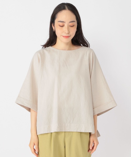 studio CLIP（スタディオクリップ）の「コットンリネンリラックスブラウス（シャツ/ブラウス・レディース・ライトブルー/ライトベージュ/スモーク・FREE）」の9枚目の写真