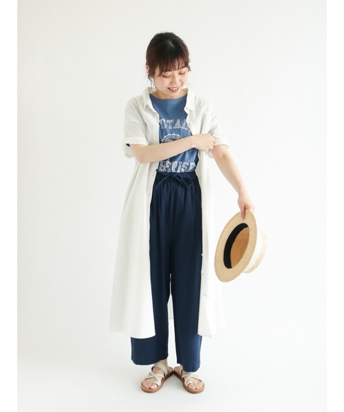 Samansa Mos2（サマンサ モスモス）の「ツイルカラーイージーパンツ（その他パンツ・レディース・イエロー/グリーン/ネイビー/ピンク/ベージュ・ﾌﾘ-）」の8枚目の写真