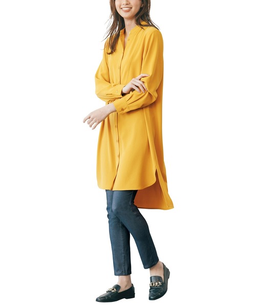 RANAN（ラナン）の「ヨーク使いシャツワンピース（ワンピース・レディース・ブラック/ターコイズブルー/マスタード・M/L/LL）」の8枚目の写真