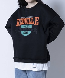 ビッグシルエット プルオーバー カレッジロゴ 裾重ね着風 スウェット トレーナー -ARCADE Limited Line-