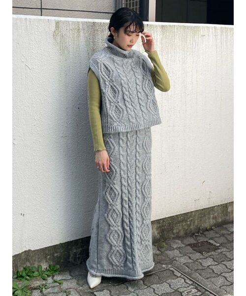 merry jenny（メリージェニー）の「ケーブルニットベスト（ニット/セーター・レディース・アイボリー/グレー/ブラック・FREE）」の6枚目の写真