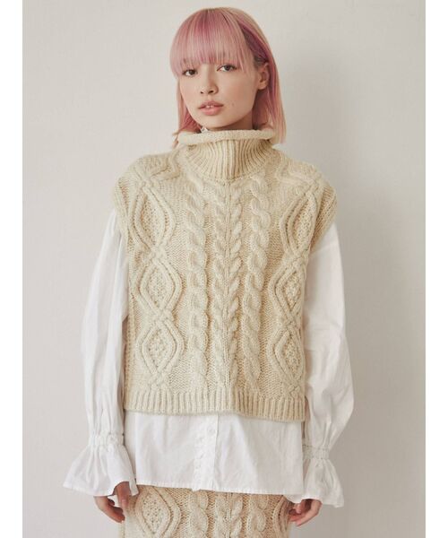 merry jenny（メリージェニー）の「ケーブルニットベスト（ニット/セーター・レディース・アイボリー/グレー/ブラック・FREE）」の7枚目の写真