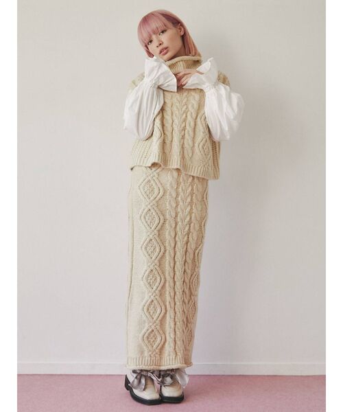 merry jenny（メリージェニー）の「ケーブルニットベスト（ニット/セーター・レディース・アイボリー/グレー/ブラック・FREE）」の12枚目の写真