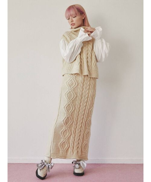 merry jenny（メリージェニー）の「ケーブルニットベスト（ニット/セーター・レディース・アイボリー/グレー/ブラック・FREE）」の13枚目の写真
