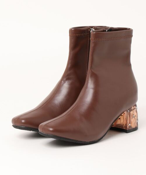 Realta（レアルタ）の「Realta(レアルタ)クリアストーンヒールショートブーツ（ブーツ・レディース・ホワイト/ブラック/ブラウン/ライトグレー/ブラック系その他/グレー/ブラック系その他2/ブラック系その他3・LL/S/M/L）」の8枚目の写真