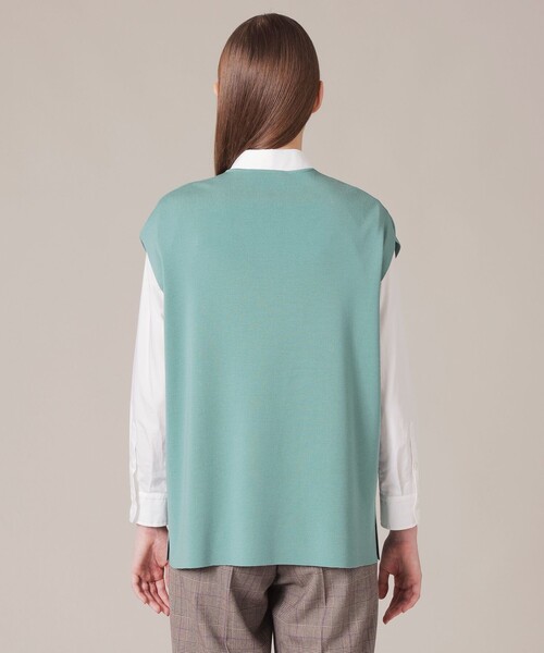 MACKINTOSH LONDON（マッキントッシュ ロンドン）の「リアフルニードルニットジレ（ベスト・レディース・グリーン系その他3/ブラック・38）」の4枚目の写真