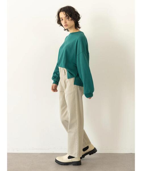 koe（コエ）の「ガーゼ裏毛ワイドスウェット（スウェット・レディース・グリーン/ライトブルー/ナチュラル/ブラック・FREE）」の17枚目の写真