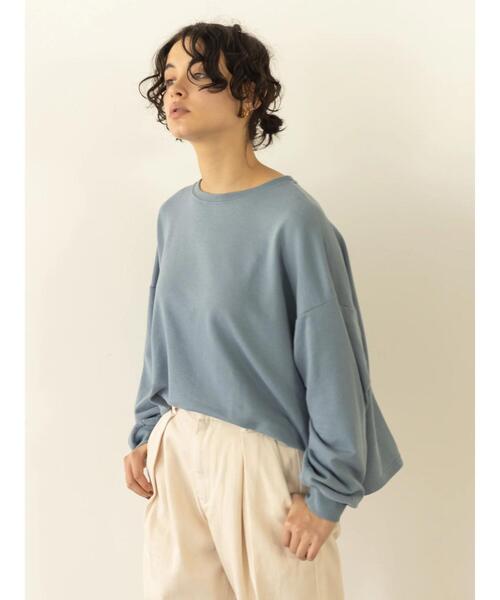 koe（コエ）の「ガーゼ裏毛ワイドスウェット（スウェット・レディース・グリーン/ライトブルー/ナチュラル/ブラック・FREE）」の4枚目の写真
