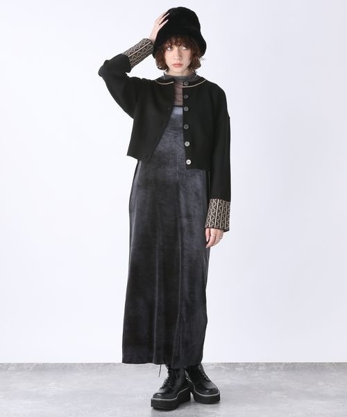 JEANASIS（ジーナシス）の「ミラノリブガラキリカエショートカーディガン/165236（カーディガン/ボレロ・レディース・ホワイト系その他/ブラック系その他/パープル系その他・FREE）」の10枚目の写真